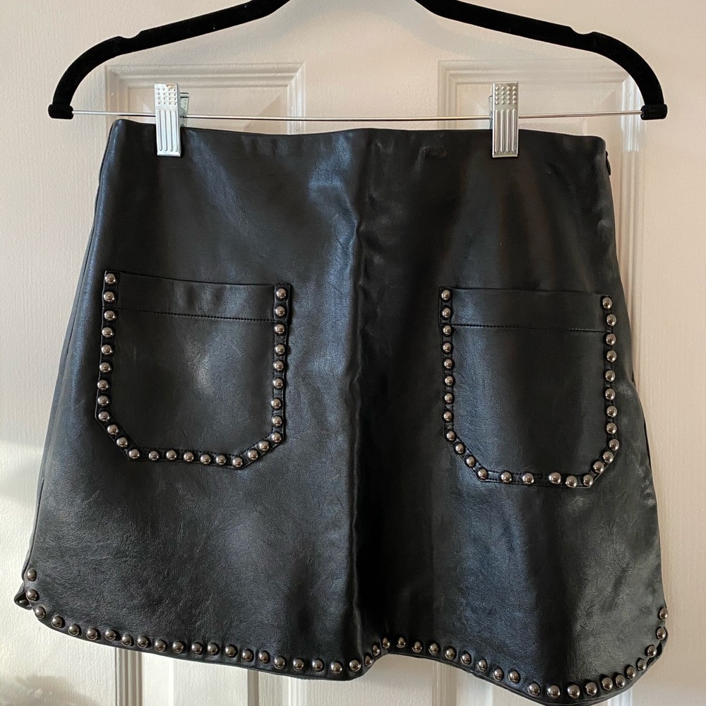 Leather studded skirt